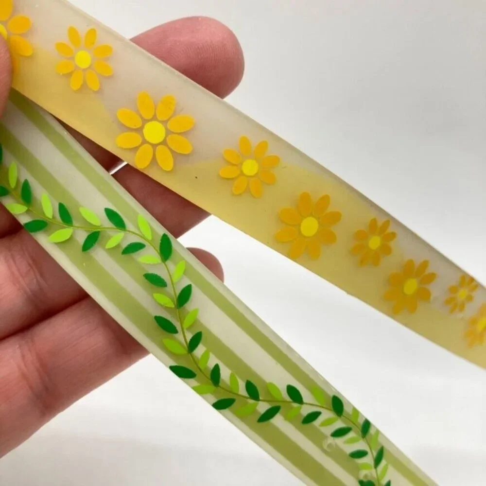 New Lot 2 Swap by‎ Beehive Belt Band Wrap Bracelet Y2K Green Yellow Silver Tone